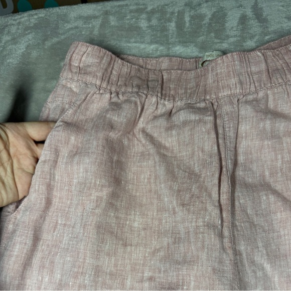 Cynthia Rowley 100% Linen Wide Leg Cropped Pull One Elastic Waist Pink Pants L - Picture 3 of 16